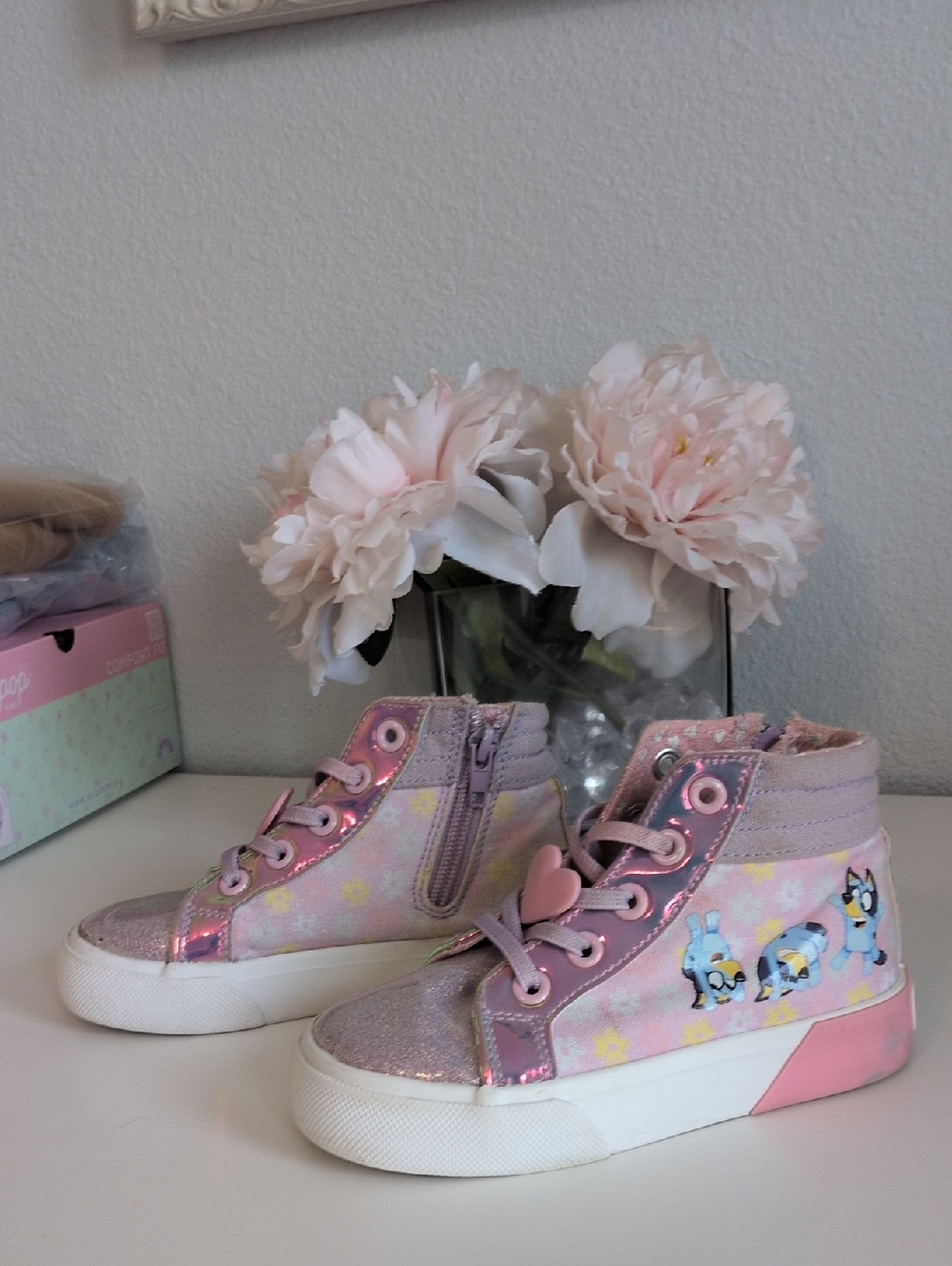 Ground Up Bluey Bingo Pink Size 9 Glitter Sparkle High Top Zip Up Sneakers